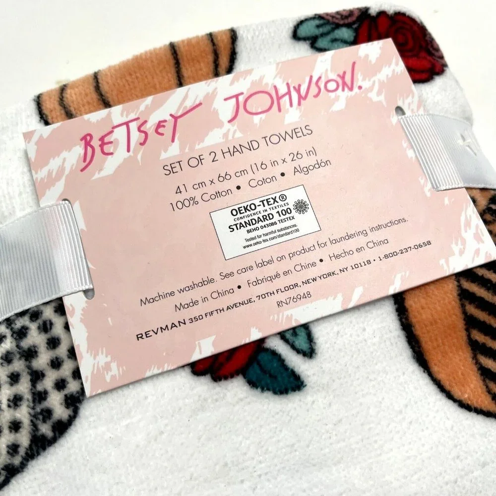 Betsey Johnson Fall Pumpkin Halloween 4pc Hand Towel Set Black White Orange NWT
